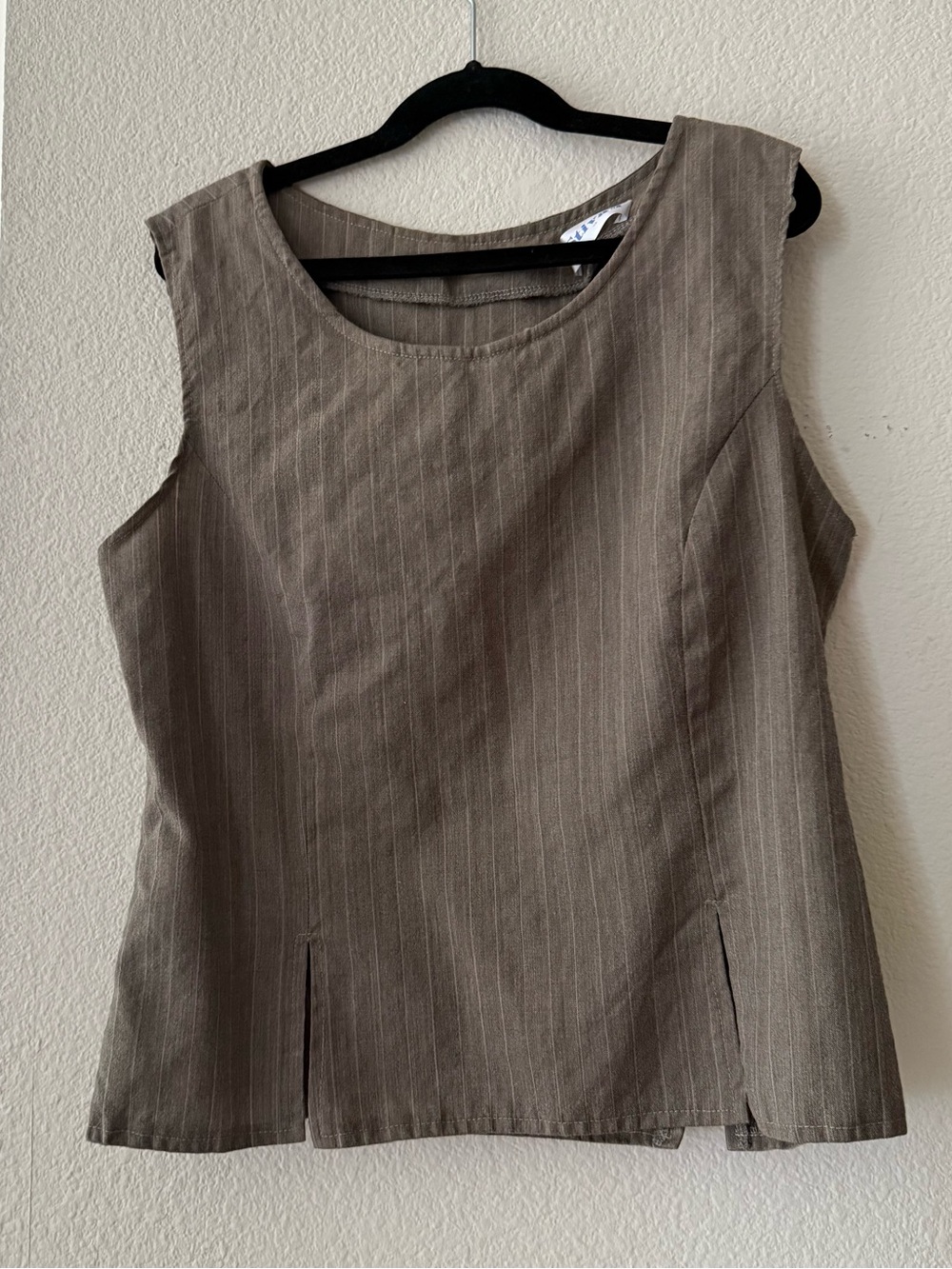 Stivan Wool Blend Brown Pinstripe Sleeveless Top Y2K Office Academia vintage